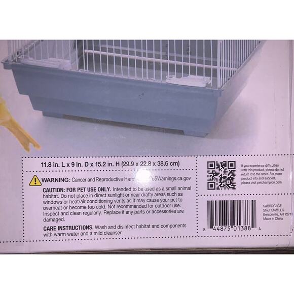 PET CHAMPION 15" SMALL BIRD WIRE HABITAT WITH FLAT ROOF, WHITE *DM - Picture 9 of 9